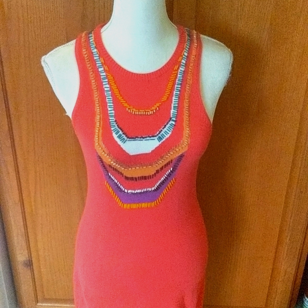 NANETTE Lepore Coral Beaded Shift Dress Small